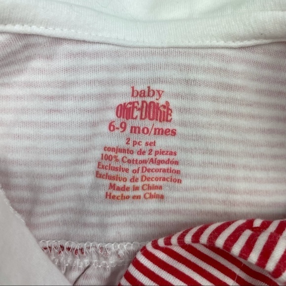 3/$15 Okie Dokie Red White Striped Romper With Collar Butterfly Size 6-9 months - Picture 3 of 5